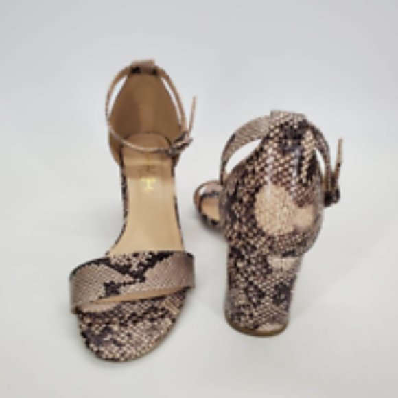 A Beautiful Soul Womens Ankle Strap Sandals Brown Snake Print High Heel Buckle 6 - Picture 3 of 10